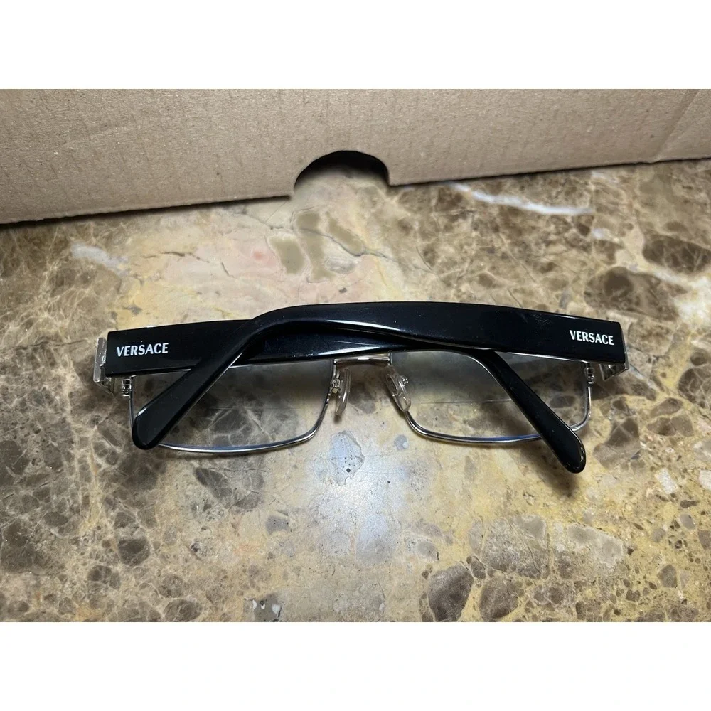 Versace MOD 1028-B 1000 Square Black Silver Eyeglasses Crystals Frame 55-16-135
